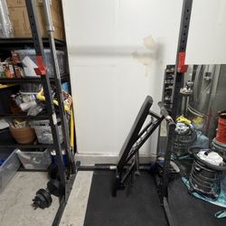 Squat Rack, Barbell, and Bench