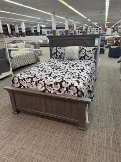 Rustic Panel Bed with Slatted Footboard - Weathered Gray-Brown | Headboard