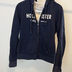 hollister zip up hoodie Navy women size M 