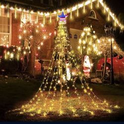 Christmas Decorations Outdoor Yard, 8 Modes Waterfall Lights Icicle Cascading Lights for Xmas Tree Decoration Wedding Party, Christmas Lights Outdoor,