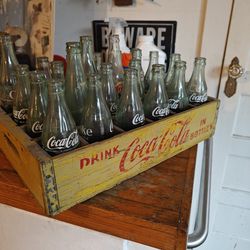 Coca Cola Case With Glass Bottles Vintage