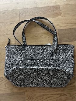 Large Tote Bag Black White Leopard Print Vera Bradley