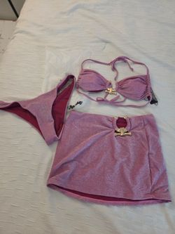 Fashion Nova Glitter Bikini Set with Cover-Up Skirt