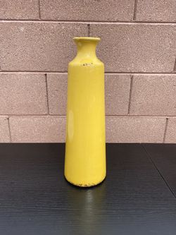 14.5” Yellow Farmhouse Shabby Chic Rustic Ceramic Pottery Vase 