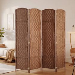 Room Divider 4 Panel, 6FT Tall Folding Privacy Screen