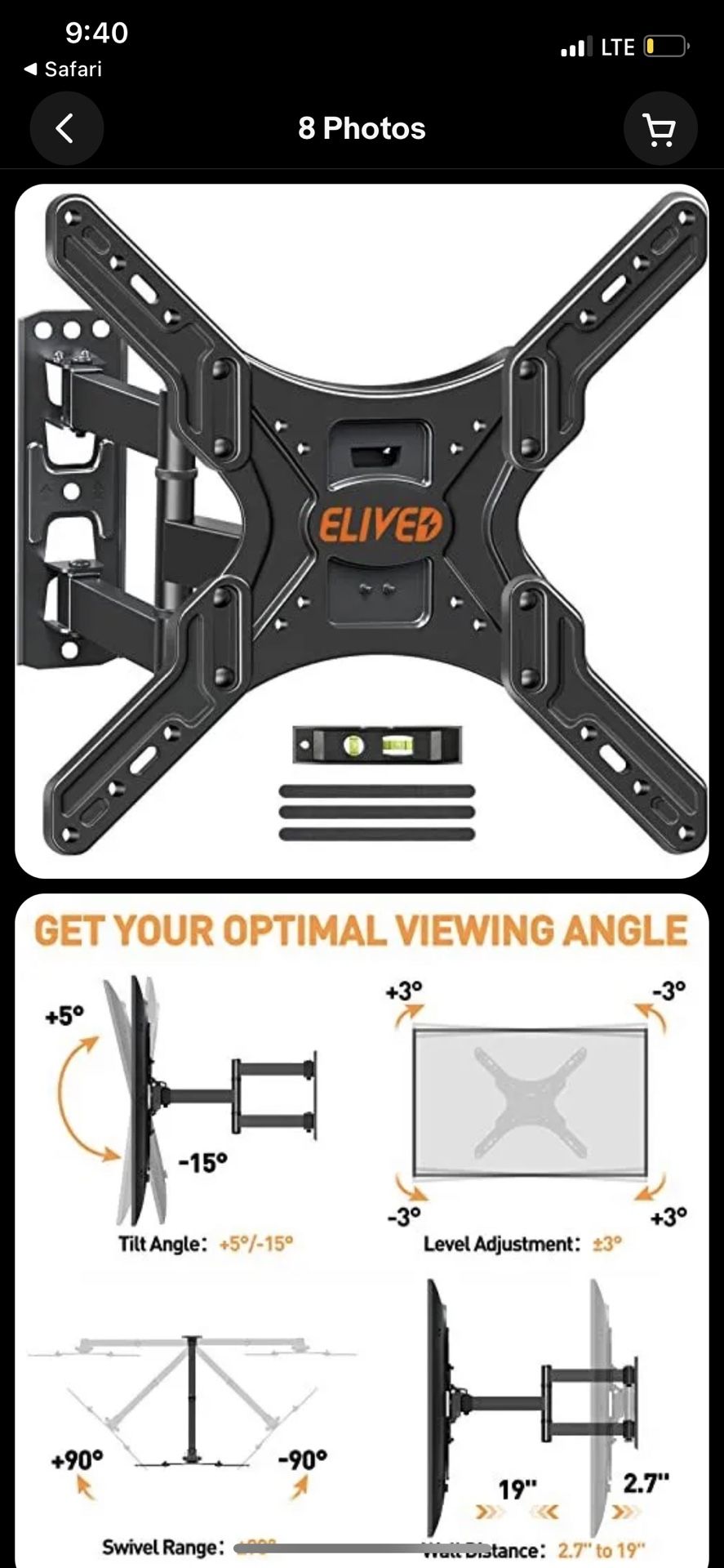 ELIVED TV Wall Mount for Most 26-55 Inch TVs