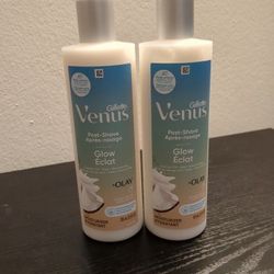 2 Pack Gillette Venus Post Shave Glow Coconut Oil Aloe Olay Moisturizer 12oz