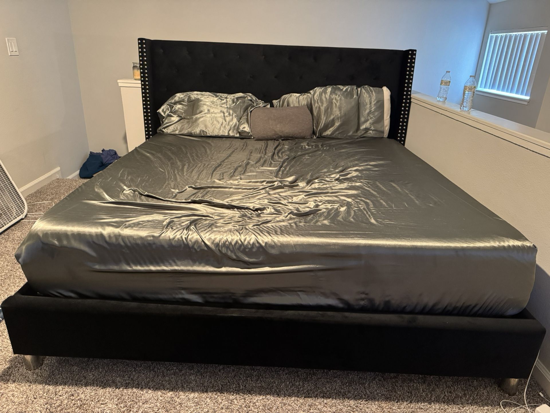King size black Velvet Bed Frame