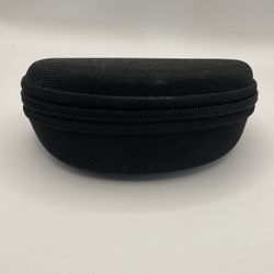 Black Sunglass Case Zipper Closer With Velcro Hard Clamshell