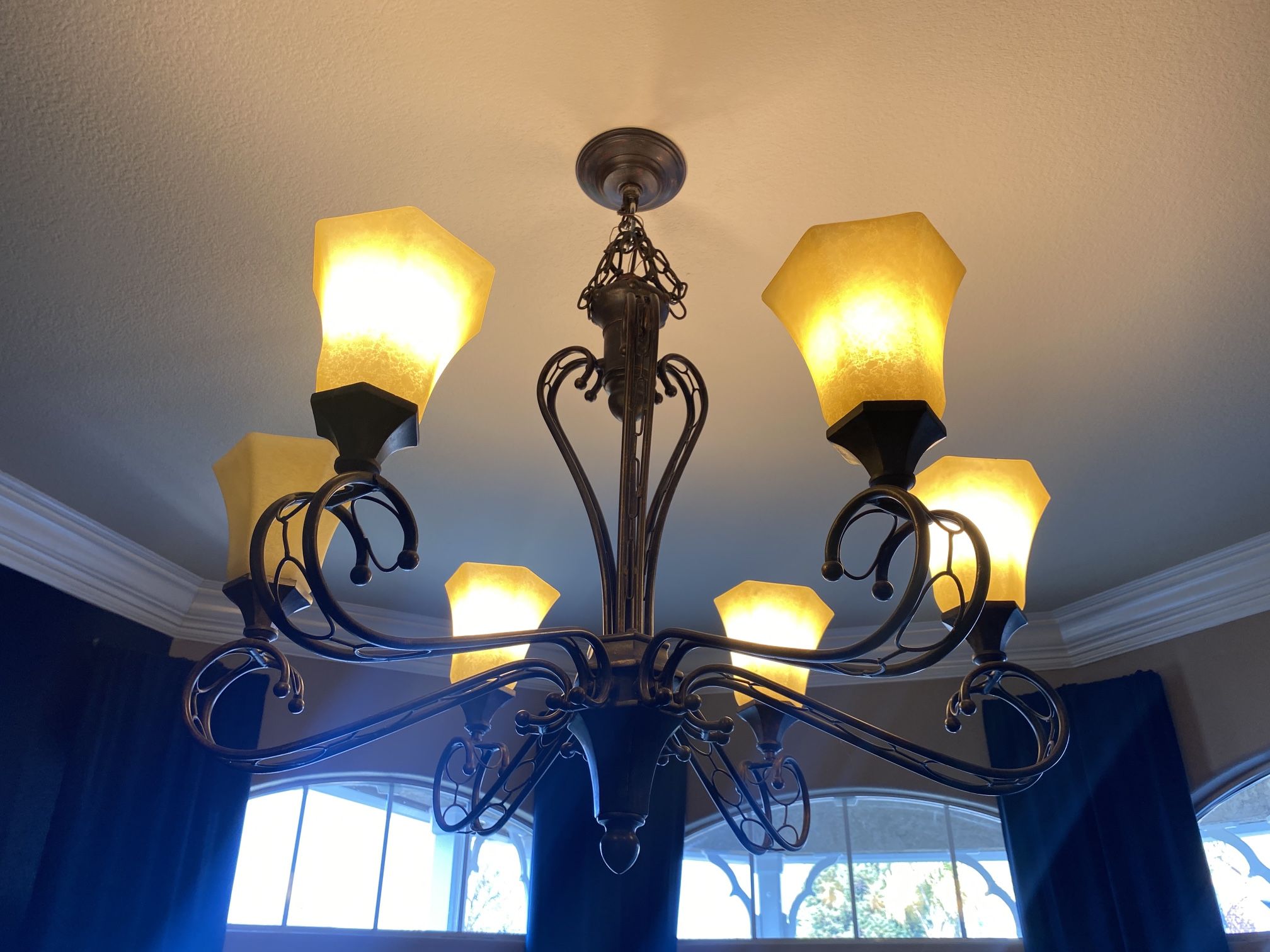 Empire 36” Wide Bornze 6 Light Chandelier
