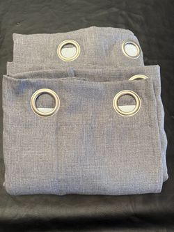 Like-New Grey Grommet Blackout Curtains / Drapes (Pair)