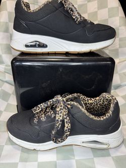 Skechers Air-Cooled Memory Foam Sneakers Black Leopard Print – Toddler Size 7