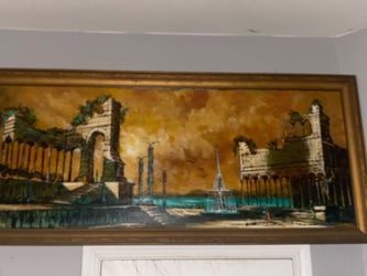 Large Vintage Original Textured Oil Painting – Classical