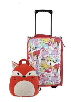 New With Tags Squishmallows Fifi Fox 2pc  Travel Set with 18" Luggage and 10" Plush Backpack