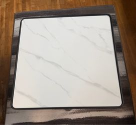 Square Marble-Top Table with Black Frame