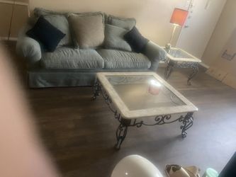 Iron/glass Coffee Table & Side Table 