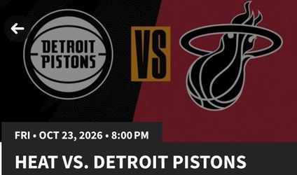 2 Miami Heat vs Detroit Pistons tickets Friday 10/23