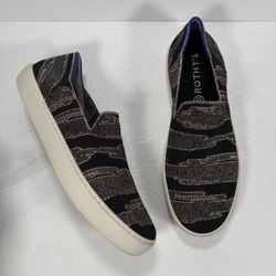 Rothy's The Original Slip On Sneaker Golden Shimmer Black Gold Women Size 10