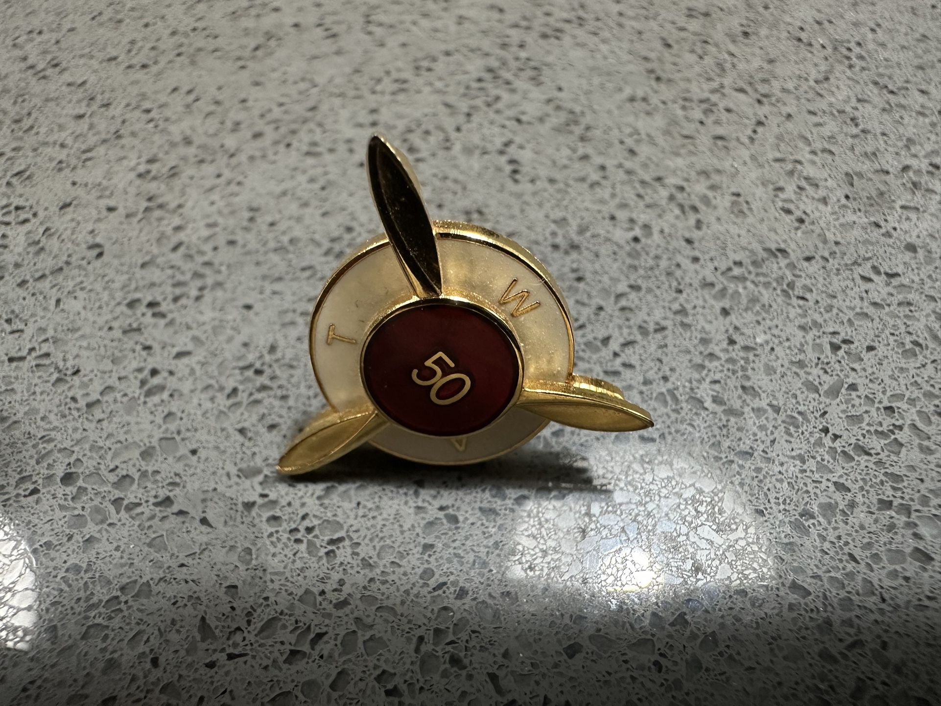 TWA Trans World Airlines 50th Anniversary Lapel Pin