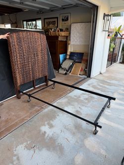 Twin Size Wicker Headboard with Frame & Box Spring