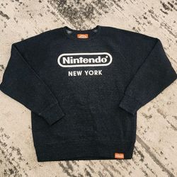 Nintendo Seal New York Gray Racetrack Sweater Long Sleeve Fleece Shirt Exclusive