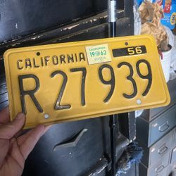 Vintage 1962 California License Plate
