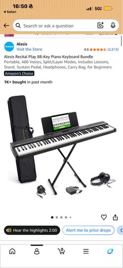 Alesis Recital Play 88-Key Piano Keyboard Bundle
