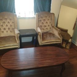 Coffee Table , 2 Chairs And End Table
