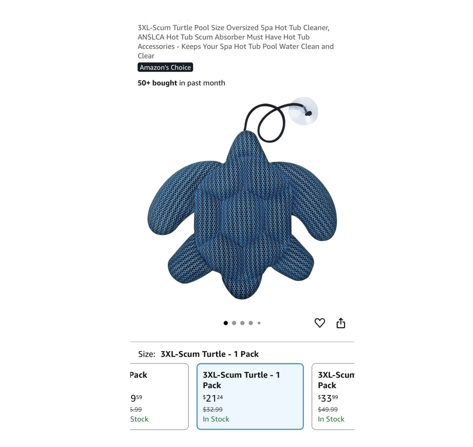 Brand new 3XL-Scum Turtle Pool Size Oversized Spa Hot Tub Cleaner, ANSLCA Hot Tub Scum Absorber Must Have Hot Tub Accessories - Keeps Your Spa Hot Tub