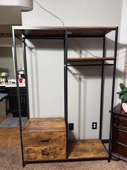 Portable Closet for Hanging Clothes & 2 Storage Drawers
