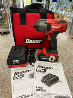 Bauer 20V Cordless 1781C-B1 1/4 Hex Compact Impact Driver Kit