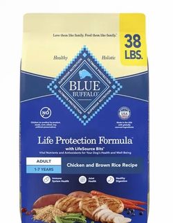 38lbs Blue Buffalo Life Protection Formula Adult Dry Dog Food Chicken & Brown Rice Bag