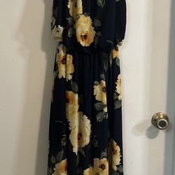 Navy Blue Floral Dress