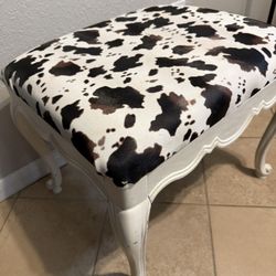 French Provincial Cow Print Vanity Stool