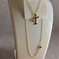 Initial “T” Necklace and Earring set
