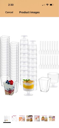 UrbanRoots 300 Pack Clear Plastic Dessert Cups(5 oz),Disposable Parfait Cups For Pudding, Fruit and Ice Cream,Mini Shooter Cups With Spoons For Party,