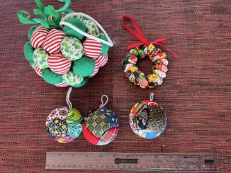 Old Fashion Country Christmas Tree Patchwork Ornaments - Group of 5