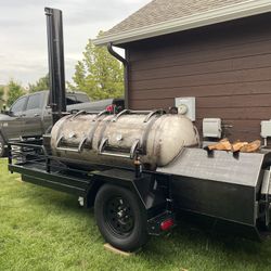 TMG Offset smoker 250  Gallon On Trailer