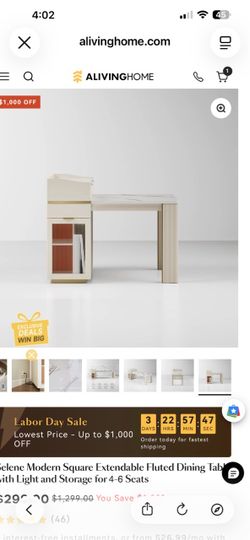 Modern Extendable Fluted Dining Table with Storage