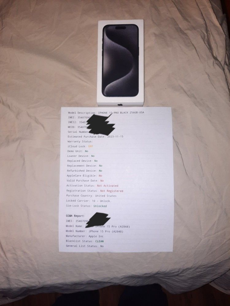 FACTORY SEALED IPHONE 15 PRO 256GB FULLY FACTORY UNLOCKED