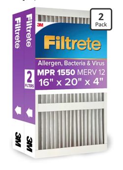 Filtrete 16x20x4 AC Furnace Air Filter, MPR 1550, MERV 12,