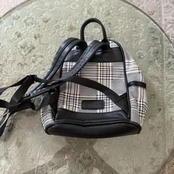 Plaid Mini Backpack with Black Faux Leather Trim – Chic & Versatile