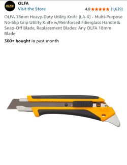 OLFA 18mm Heavy-Duty Utility Knife (LA-X) - Multi-Purpose No-Slip Grip Utility Knife - NEW