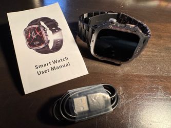 New- Never worn Black/Silver Touchscreen Smartwatch with Flashlight and 2 Bands