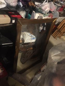 Nice wood dresser and large attachable mirror