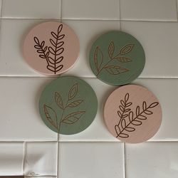 Floral Round Coasters, Set Of 4