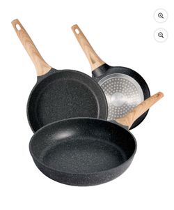 Carote 3-Piece Nonstick Frying Pan Set, 8", 9.5" & 11" Skillets -NEW (2133/10)