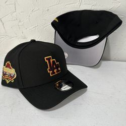 MLB New Era Los Angeles Dodgers Black Yellow Red 40th Anniversary Patch 9forty A-Frame SnapBack Hats 