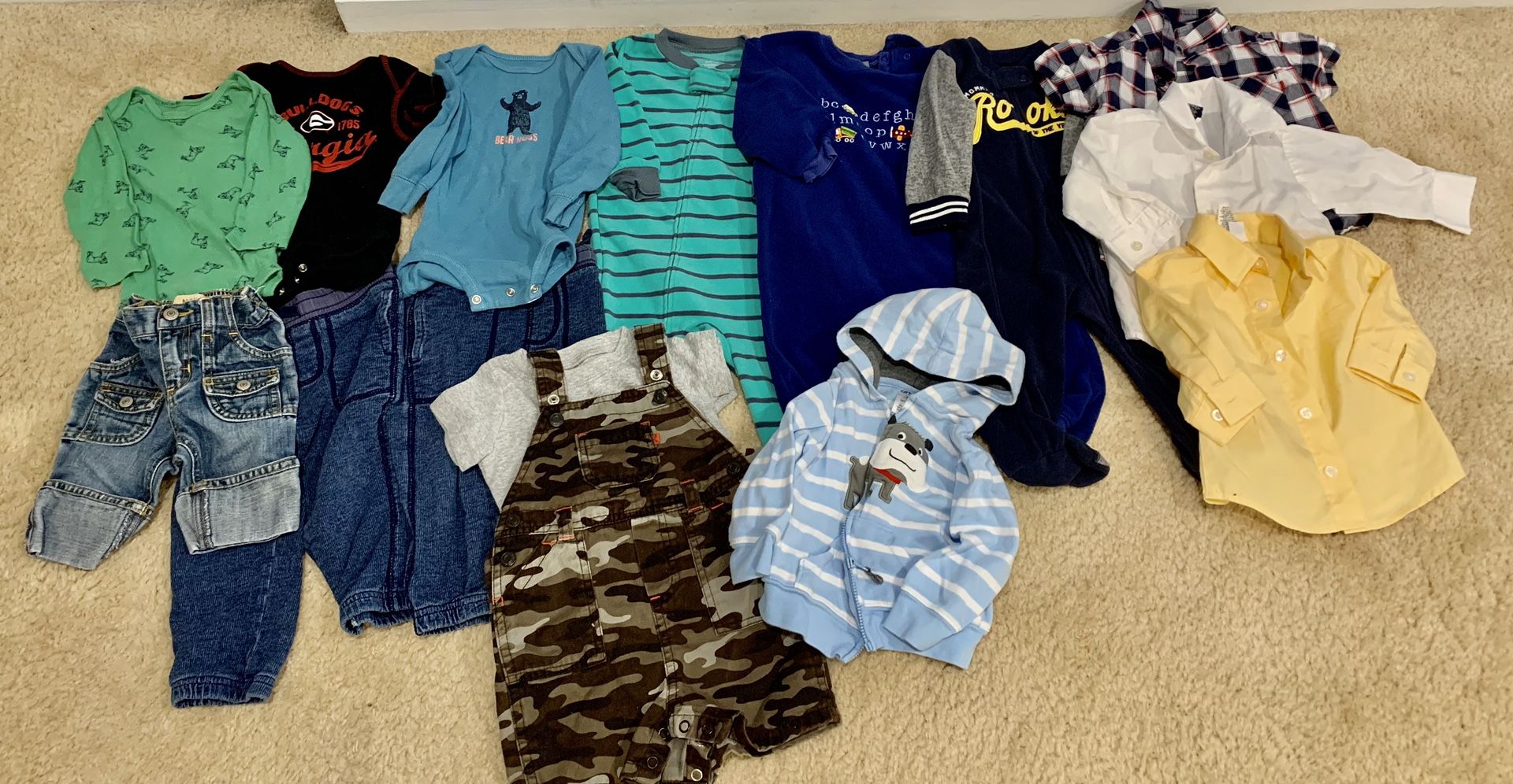 FREE!!! Carter 12m Baby Boy clothes - 8 outfits, 3 dress shirts and 1 hoodie
