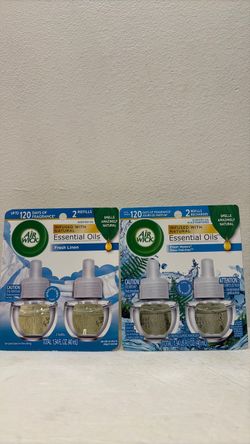 Air Wick Essential Oils Refills 2 Refills X 2 Packs (Fresh Linen & Fresh Waters Fragrance